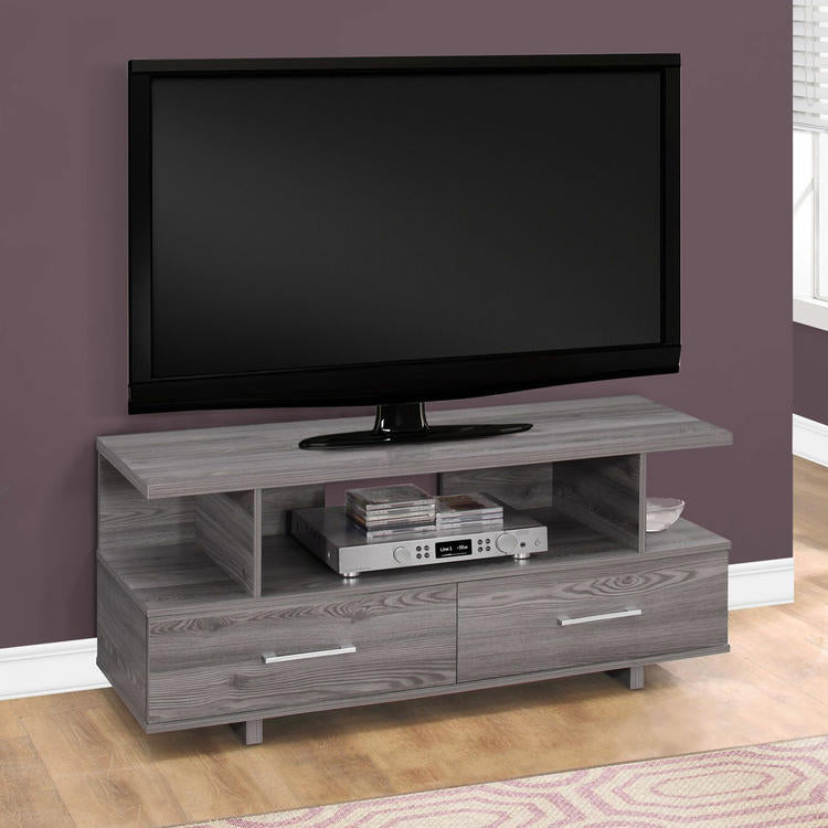 Monarch Specialties I 2608 | Meuble TV - 48" - 2 Tiroirs de rangement - Gris-SONXPLUS Rivière-du-Loup