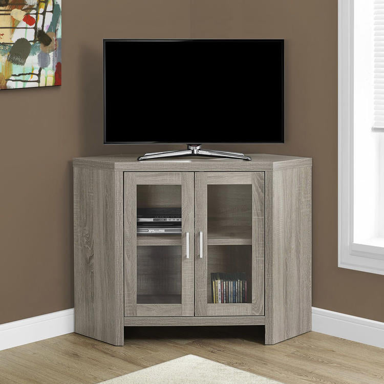 Monarch Specialties I 2701 | Meuble TV - 42" - En coin - Portes vitrés - Taupe Foncé-SONXPLUS Rivière-du-Loup