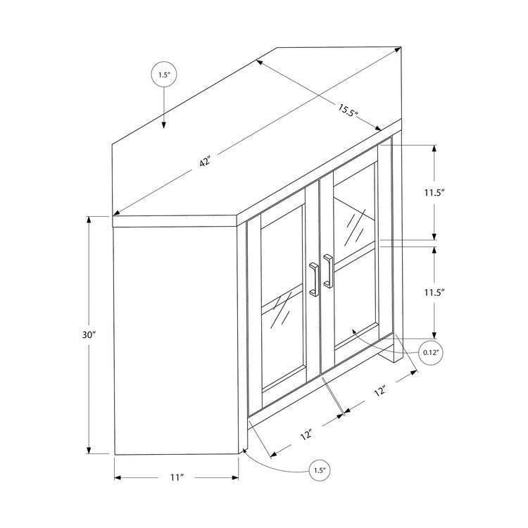 Monarch Specialties I 2716 | Meuble TV - 42" - En coin - Imitation bois - Noir-Rivière-du-Loup