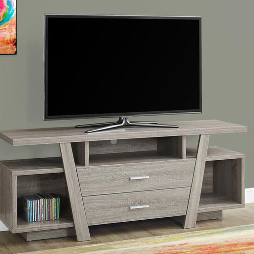 Monarch Specialties I 2721 | Meuble TV - 60" - 2 Tiroirs de rangement - Taupe foncé-Rivière-du-Loup