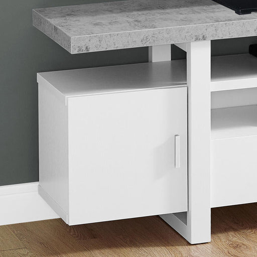 Monarch Specialties I 2725 | Meuble TV - 60" - Dessus en simili-ciment - Blanc-SONXPLUS Rivière-du-Loup