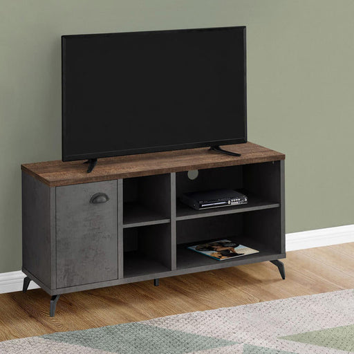 Monarch Specialties I 2830 | Meuble TV - 48" - Imitation bois - Brun moyen - Imitation de béton gris-SONXPLUS Rivière-du-Loup