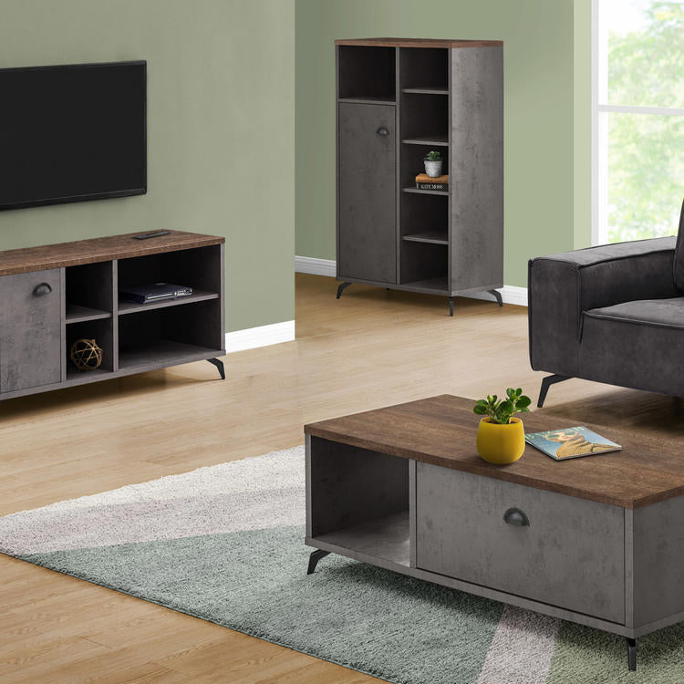 Monarch Specialties I 2830 | Meuble TV - 48" - Imitation bois - Brun moyen - Imitation de béton gris-Rivière-du-Loup