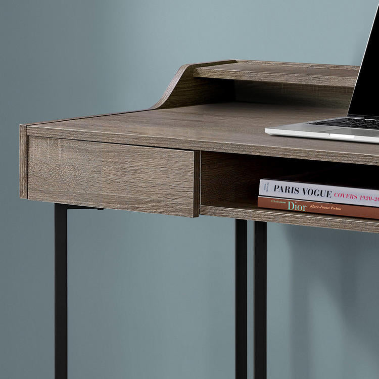 Monarch Specialties I 7360 | Meuble d'ordinateur - 48" - Avec tiroirs - Métal noir - Taupe foncé-Rivière-du-Loup