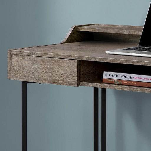 Monarch Specialties I 7360 | Meuble d'ordinateur - 48" - Avec tiroirs - Métal noir - Taupe foncé-Rivière-du-Loup