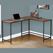 Monarch Specialties I 7391 | Meuble d'ordinateur - 58" - En coin - Conception en L - Métal noir - Immitation bois brun-SONXPLUS Rivière-du-Loup