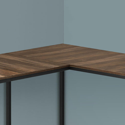 Monarch Specialties I 7391 | Meuble d'ordinateur - 58" - En coin - Conception en L - Métal noir - Immitation bois brun-Rivière-du-Loup