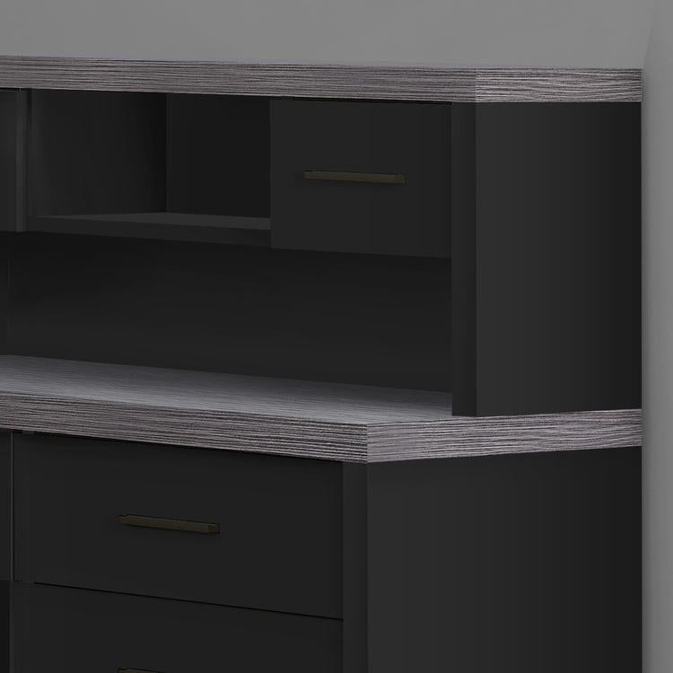 Monarch Specialties I 7430 | Meuble d'ordinateur - En coin - Conception en L - Orientation gauche ou droite - Avec tiroirs - Dessus gris - Noir-SONXPLUS Rivière-du-Loup