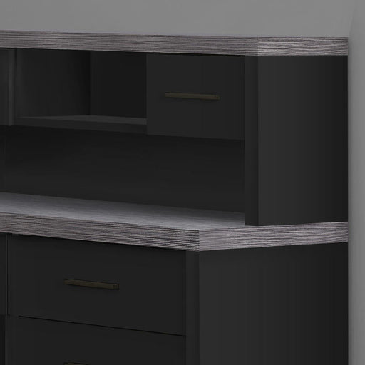 Monarch Specialties I 7430 | Meuble d'ordinateur - En coin - Conception en L - Orientation gauche ou droite - Avec tiroirs - Dessus gris - Noir-SONXPLUS Rivière-du-Loup