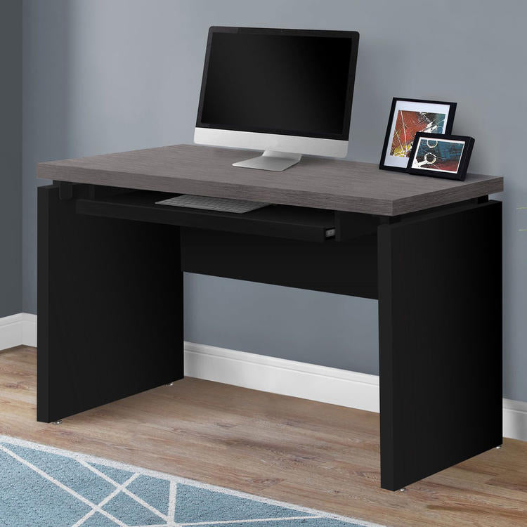 Monarch Specialties I 7439 | Meuble d'ordinateur - Compact - Grand plateau de clavier - Dessus gris - Noir-SONXPLUS Rivière-du-Loup