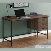 Monarch Specialties I 7485 | Meuble d'ordinateur - 55" - Spacieux dessus - 3 tiroirs - Base en Métal noir - Fini imitation de bois brun-SONXPLUS Rivière-du-Loup