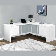 Monarch Specialties I 7582 | Meuble d'ordinateur - 70" - En coin - Conception en L - Configuration réversible - Avec tiroirs - Fini blanc lustré-SONXPLUS Rivière-du-Loup