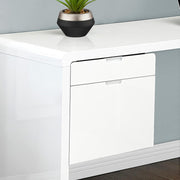 Monarch Specialties I 7582 | Meuble d'ordinateur - 70" - En coin - Conception en L - Configuration réversible - Avec tiroirs - Fini blanc lustré-Rivière-du-Loup