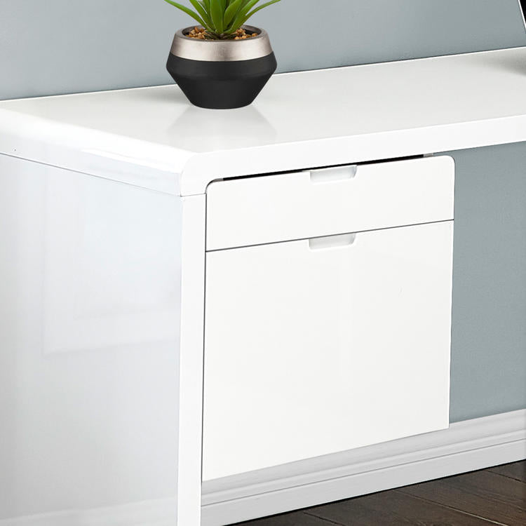 Monarch Specialties I 7582 | Meuble d'ordinateur - 70" - En coin - Conception en L - Configuration réversible - Avec tiroirs - Fini blanc lustré-Rivière-du-Loup