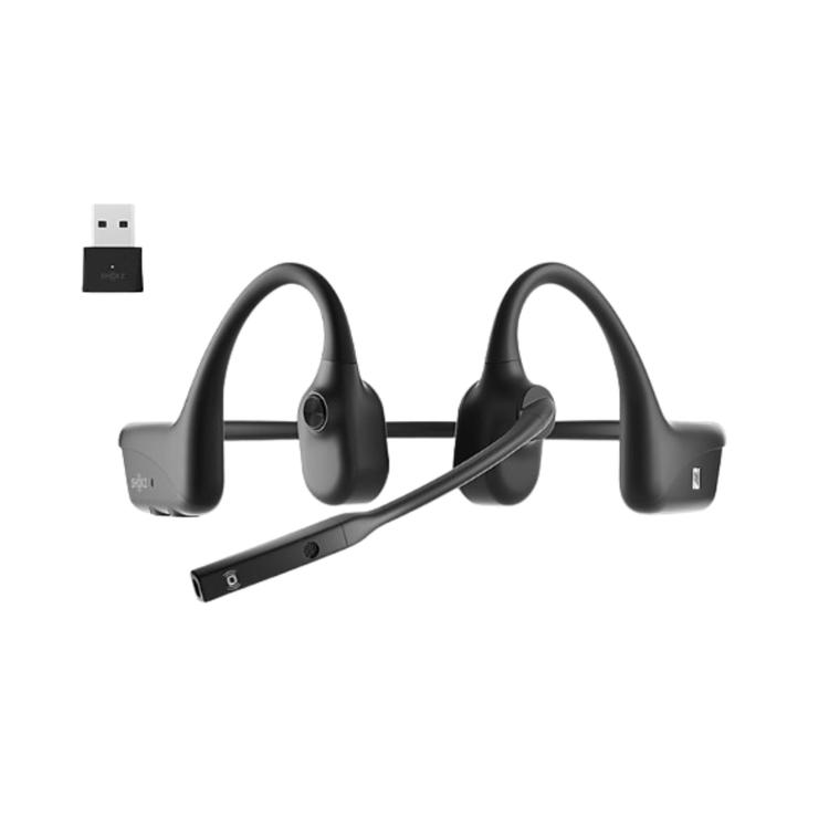 SHOKZ OpenComm UC | Écouteurs à conduction osseuse - Avec clé USB - Bluetooth - Microphone perche - Noir Cosmique-SONXPLUS Rivière-du-Loup