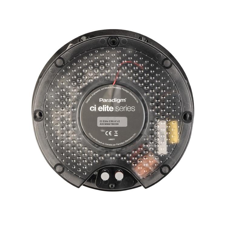Paradigm CI Elite E80-R V2 | Haut-parleur 8" encastré - Plafonnier - SHOCK-MOUNT - Noir - Surface blanche prête à peindre - Unité-Rivière-du-Loup