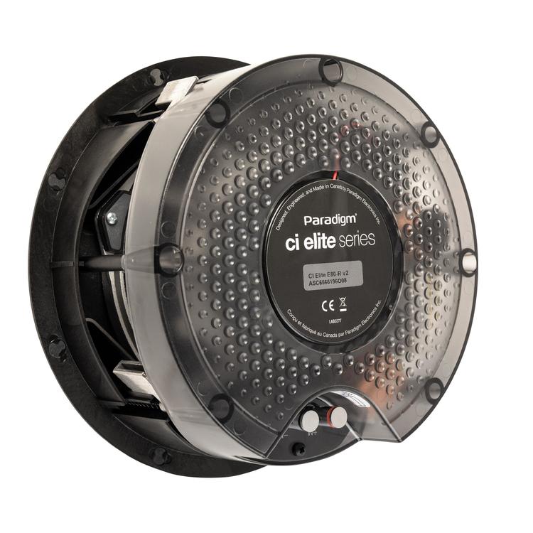Paradigm CI Elite E80-R V2 | Haut-parleur 8" encastré - Plafonnier - SHOCK-MOUNT - Noir - Surface blanche prête à peindre - Unité-Rivière-du-Loup
