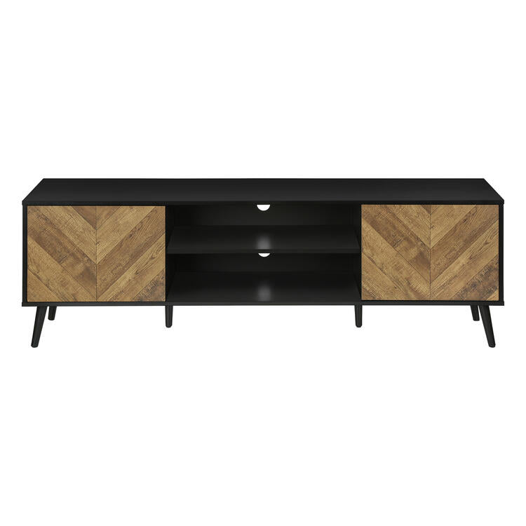 Monarch Specialties I 2781 | Meuble pour téléviseur 72'' - Base noir - Avec 2 portes simili-bois-SONXPLUS Rivière-du-Loup