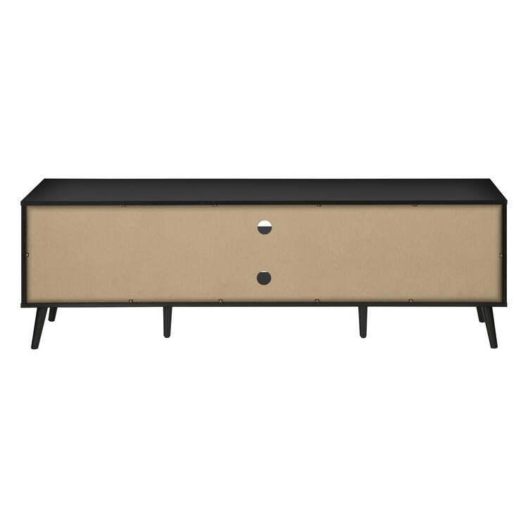 Monarch Specialties I 2781 | Meuble pour téléviseur 72'' - Base noir - Avec 2 portes simili-bois-SONXPLUS Rivière-du-Loup