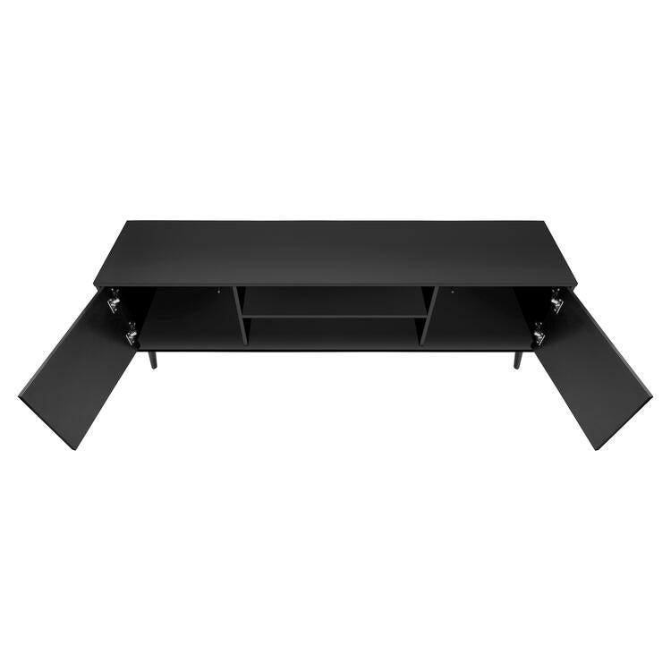 Monarch Specialties I 2781 | Meuble pour téléviseur 72'' - Base noir - Avec 2 portes simili-bois-SONXPLUS Rivière-du-Loup