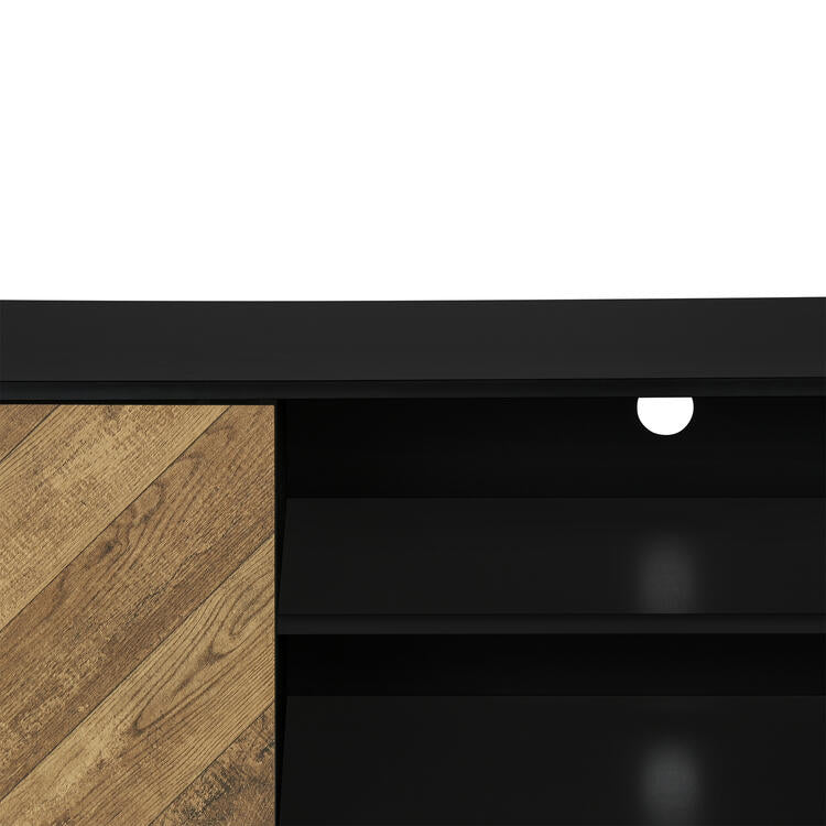 Monarch Specialties I 2781 | Meuble pour téléviseur 72'' - Base noir - Avec 2 portes simili-bois-SONXPLUS Rivière-du-Loup