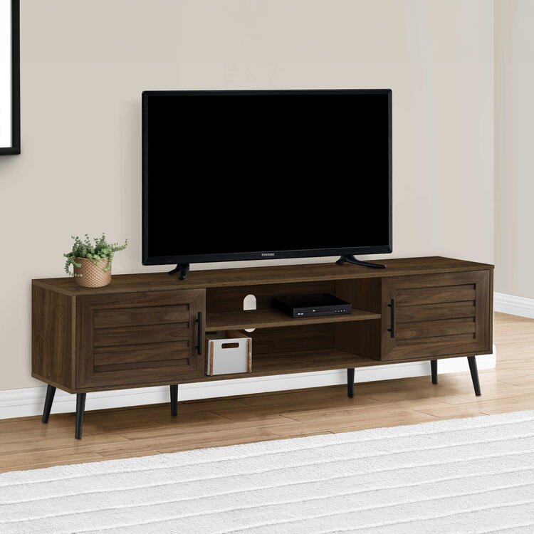 Monarch Specialties I 2717 | Meuble pour téléviseur 72'' - Simili-bois brun - Avec 2 portes-SONXPLUS Rivière-du-Loup