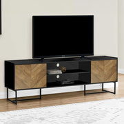 Monarch Specialties I 2752 | Meuble pour téléviseur 72'' - Base de métal noir - Avec 2 portes simili-bois-SONXPLUS Rivière-du-Loup