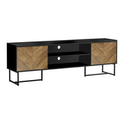 Monarch Specialties I 2752 | Meuble pour téléviseur 72'' - Base de métal noir - Avec 2 portes simili-bois-SONXPLUS Rivière-du-Loup