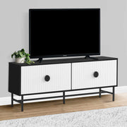 Monarch Specialties I 2732 | Meuble pour téléviseur 60'' - Base de métal noir - 2 portes blanches-SONXPLUS Rivière-du-Loup
