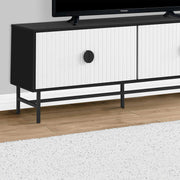 Monarch Specialties I 2732 | Meuble pour téléviseur 60'' - Base de métal noir - 2 portes blanches-SONXPLUS Rivière-du-Loup