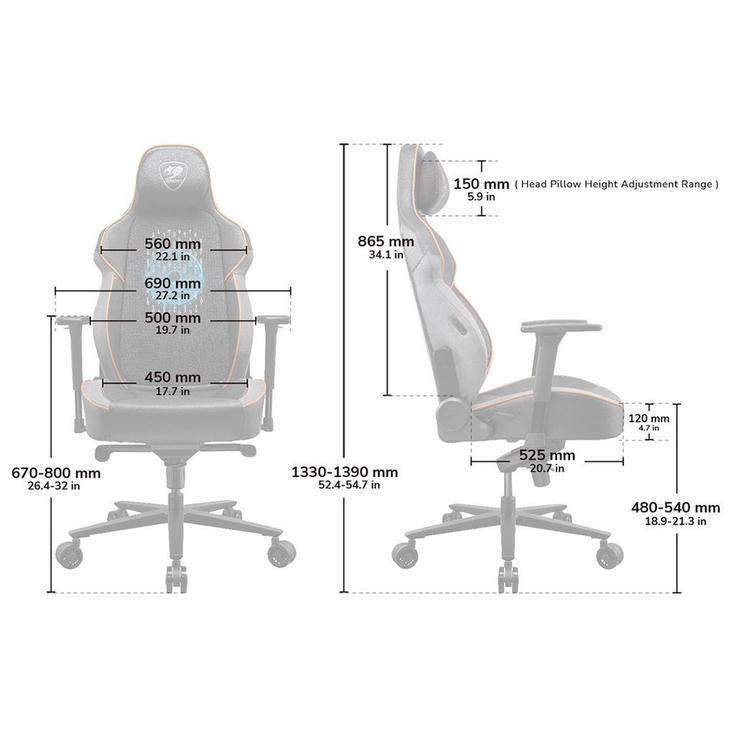 Cougar NxSys Aero | Chaise de jeu - Ventilateur de 200mm intégré - Siège baquet festonné - Noir-SONXPLUS Rivière-du-Loup