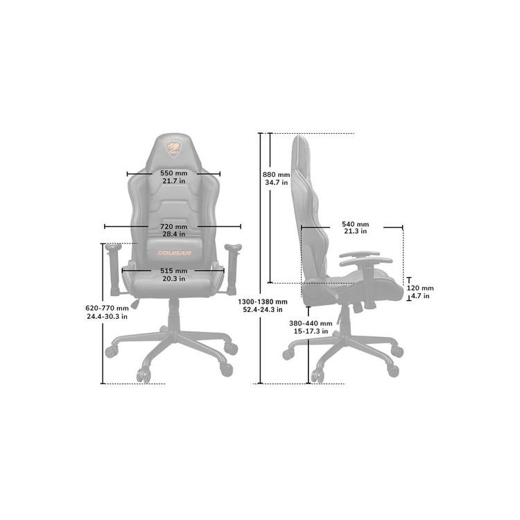 Cougar Armor Air | Chaise de jeu - Dossier haut à 2 options - Accoudoir réglable 2D - Orange-SONXPLUS Rivière-du-Loup