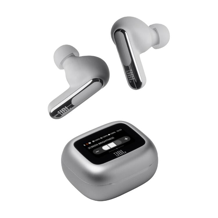 JBL Live Beam 3 | Écouteurs intra-auriculaires - Écran tactile LED 1,45" - Argent-SONXPLUS Rivière-du-Loup
