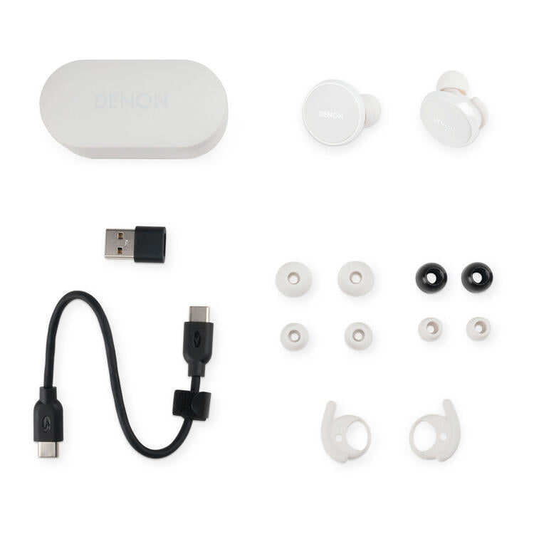 Denon PERL PRO | Écouteurs intra-auriculaires - Sans fil - Bluetooth - Technologie Masimo Adaptive Acoustic - Blanc-SONXPLUS Rivière-du-Loup