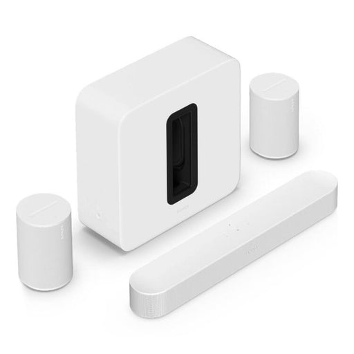Sonos | Ensemble immersif haut de gamme avec Beam + Sub 4 + 2 Era 100 - Sans fil - Wi-Fi - Blanc-Sonxplus Rivière-du-Loup