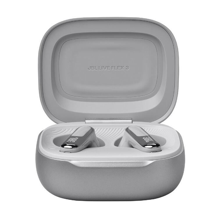 JBL Live Flex 3 | Écouteurs intra-auriculaire - Sans fil - Réduction de bruit - Écran tactile 1,45" - Argent-SONXPLUS Rivière-du-Loup