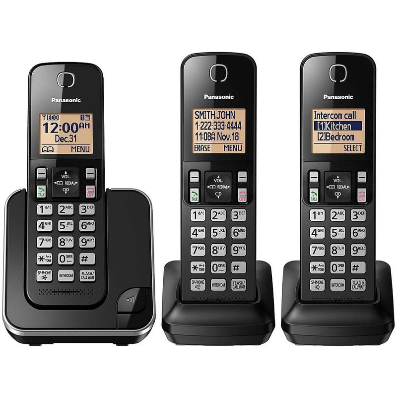Panasonic KX-TGC383B | Téléphone sans fil - 3 combinés - Noir-SONXPLUS Rivière-du-Loup