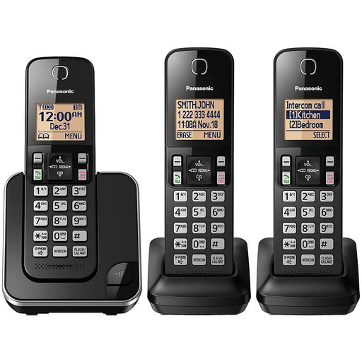 Panasonic KX-TGC383B | Téléphone sans fil - 3 combinés - Noir-SONXPLUS Rivière-du-Loup
