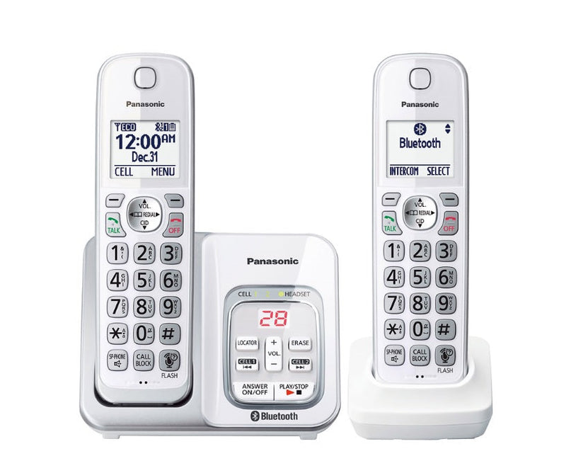 Panasonic KX-TGD592W | Téléphone sans fil - 2 combinés - Liaison cellulaire - Répondeur - Bluetooth - Blanc- Sonxplus Rivière-du-Loup 