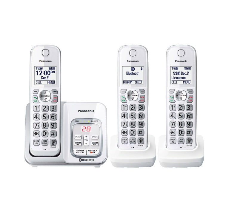 Panasonic KX-TGD593W | Téléphone sans fil - 3 combinés - Liaison cellulaire - Répondeur - Bluetooth - Blanc-SONXPLUS Rivière-du-Loup