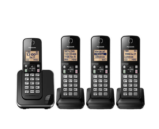 Panasonic KX-TGC384B | Téléphone sans fil - 4 combinés - Noir- Sonxplus Rivière-du-Loup 