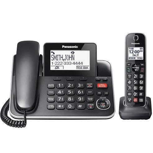 Panasonic KXTGF870B | Combo téléphone sans fil - 1 combiné fixe et 1 combinés sans fil - Répondeur - Noir-SONXPLUS Rivière-du-Loup