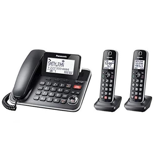 Panasonic KXTGF872B | Combo téléphone sans fil - 1 combiné fixe et 2 combinés sans fil - Répondeur - Noir-SONXPLUS Rivière-du-Loup