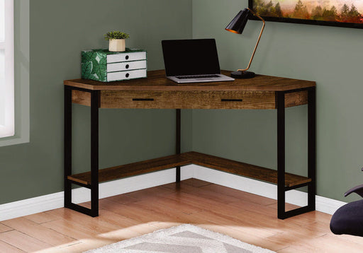 Monarch I7504 | Bureau d'ordinateur angulaire - Bois foncé et noir-SONXPLUS Rivière-du-Loup