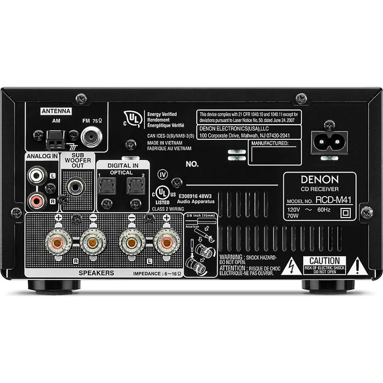 Denon DM-41SBK | Micro-Chaîne Hi-Fi sans fil - 2 Canaux - Bluetooth - Noir-SONXPLUS Rivière-du-Loup