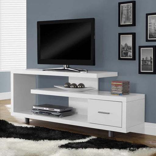Monarch Specialties I2573 | Meuble TV - 60" - 1 Tiroir - Blanc-SONXPLUS Rivière-du-Loup