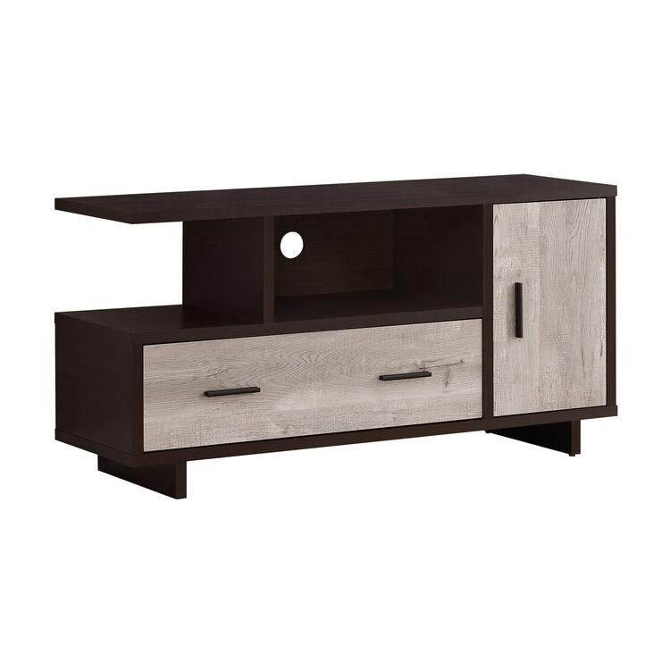 Monarch Specialties I2805 | Meuble TV - 48" - 1 Tiroir - 1 Armoire - Espresso/Taupe-SONXPLUS Rivière-du-Loup