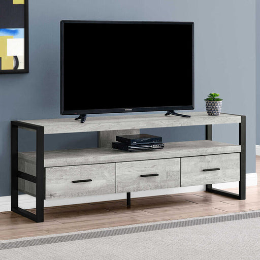 Monarch Specialties I2821 | Meuble TV - 60" - 3 Tiroirs - Gris-SONXPLUS Rivière-du-Loup