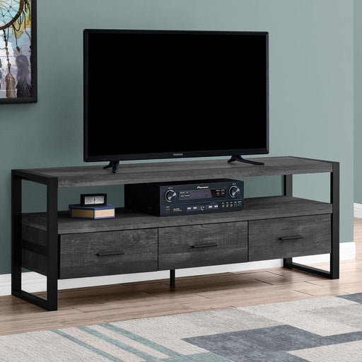Monarch Specialties I 2823 | Meuble TV - 60" - 3 Tiroirs - Imitation Bois - Noir-SONXPLUS Rivière-du-Loup