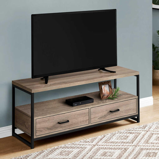 Monarch Specialties I2872 | Meuble TV - 48" - 2 Tiroirs de rangement - Taupe foncé-SONXPLUS Rivière-du-Loup